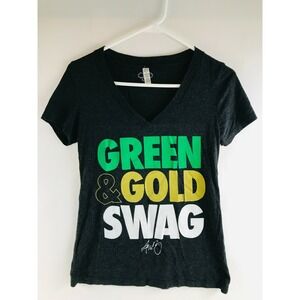 Pro Merch Aaron Rodgers T-Shirt Women's Size M Green & Gold Swag NFL V-neck